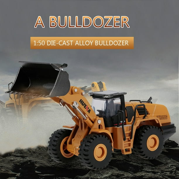 HUINA 1714 1:50 Die-Cast Alloy Bulldozer Engineering Truck Static Model O3S3